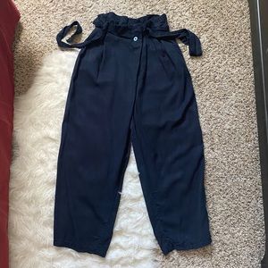 Zara paper bag waist cropped pants